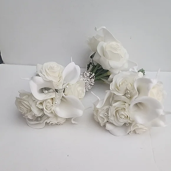 Wedding Beautiful Bride Bridal bouqet Real Touch Forever Flowers Bridesmaid 1pc - Picture 4 of 14